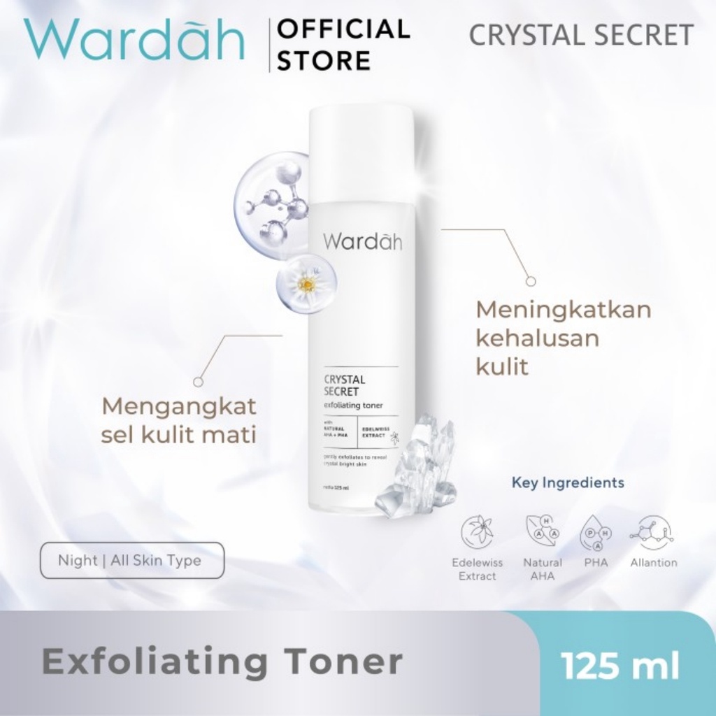 WARDAH Crystal Secret Exfoliating Toner with Natural AHA+PHA 125 ml - Apple_Kosmetik