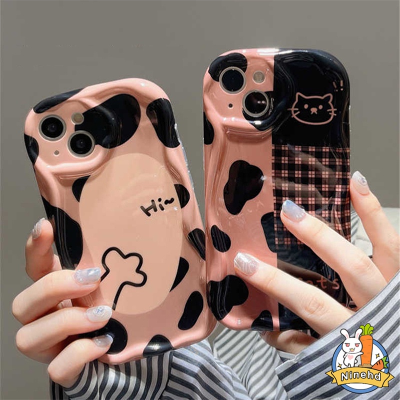 IPHONE Casing Kompatibel Untuk Iphone14 13 12 11 Pro Max X Xr Xs Max8 7 6 6s Plus SE Baru Ins Lucu Cakar Kucing Splicing Motif Leopard Kartun Ponsel Case Silikon Shockproof Cover Pelindung