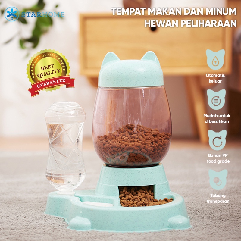 Tempat Makan Kucing Anjing Pet Feeder Otomatis Tempat Makan Minum 2 in 1 Mangkuk Feeder 2200ml