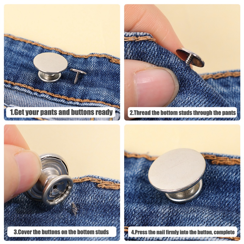 [Hot Sale] Gesper Logam Pakaian Jeans Pin Tombol Celana Dilepas Snap Pengikat Tombol Pakaian Aksesoris Bebas Jahitan Retro DIY Sederhana Klasik