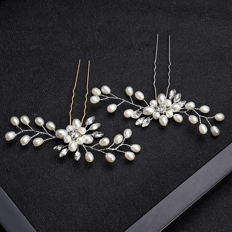 [Grosir] Ladies Elegant Gold Olive Leaf Hair Fork Universal Pesta Liburan Jepit Rambut Korea Fashion Bridal Wedding Mutiara Berlian Imitasi Jepit Rambut