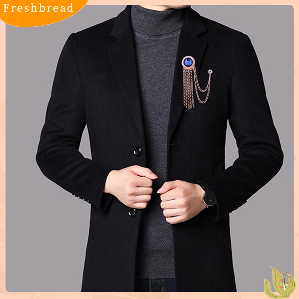 &lt; Freshbread &gt; Lencana Pin Rantai Berkilau Electroplating Hias Vintage Dress Up Colorfast Pria Jas Rumbai Kerah Pin Perhiasan Aksesori