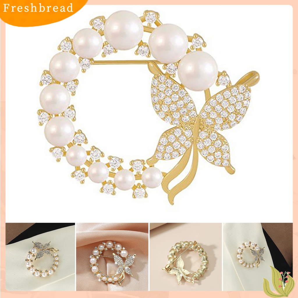 &lt; Freshbread &gt; Bros Round Hollow Out Mewah Bulat Mutiara Imitasi Berlian Imitasi Wanita Brooch Untuk Pacaran