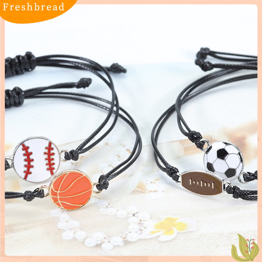 &lt; Freshbread &gt; Gelang Olahraga Sepak Bola Dikepang Unisex Adjustable Wax Line Bracelet Fan Gift