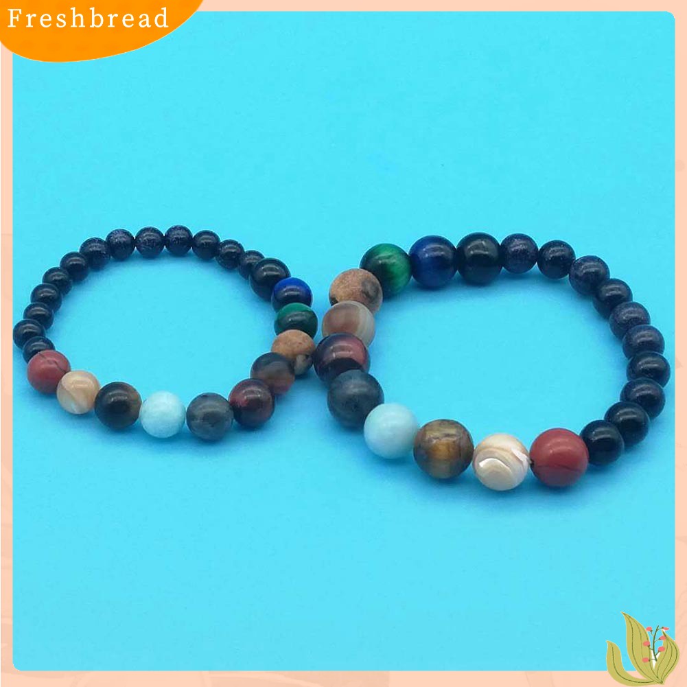 &lt; Freshbread &gt; Mode Semesta 8planet Manik-Manik Gelang Bangle Pasangan Perhiasan Elastis Hadiah