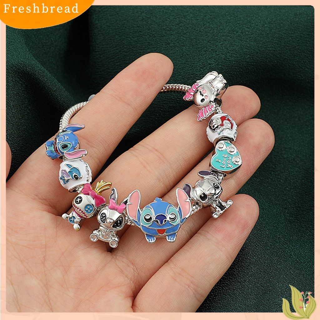 &lt; Freshbread &gt; Couple Gelang Kartun Anime Jahitan Liontin Beruntung Warna Cerah Berlapis Perak Hias Hadiah Ulang Tahun Pria Wanita Gelang Rantai Perhiasan Logam Aksesori Busana