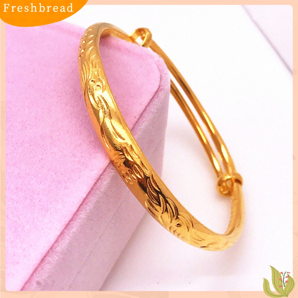 &lt; Freshbread &gt; Gelang Menebal Adjustable Golden Wanita Imitasi Lapis Emas Bangle Untuk Perjamuan