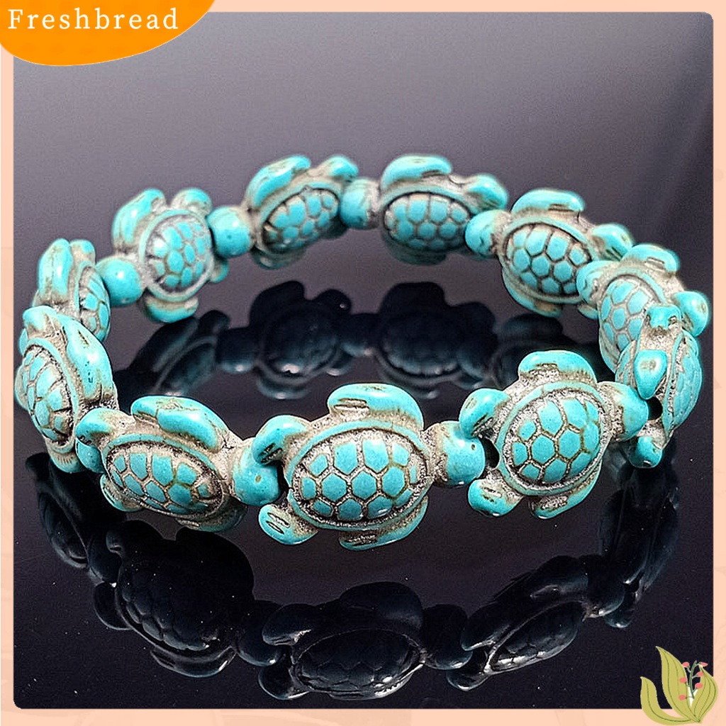 &lt; Freshbread &gt; Hadiah Gelang Unisex Bentuk Hewan Hidup Faux Turquoise Sea Turtles Hawaiian Bracelet Ramah Lingkungan