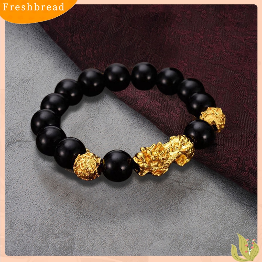 &lt; Freshbread &gt; Halus Sederhana Unisex Gelang Hadiah Manik-Manik Obsidian Imitasi Pasukan Berani Gelang Keberuntungan Untuk Pakaian Sehari-Hari