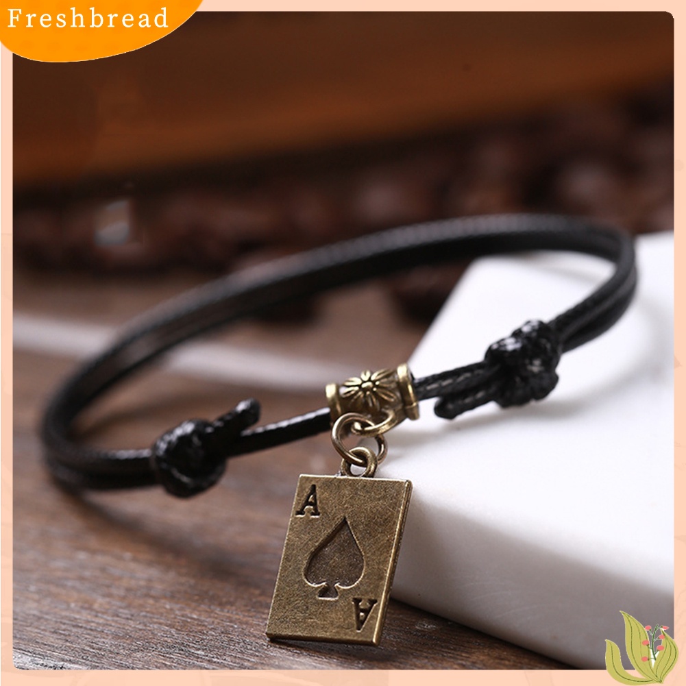 &lt; Freshbread &gt; Sederhana Unisex Poker Bell Berongga Bulan Pesona Adjustable Lilin Tali Gelang Perhiasan