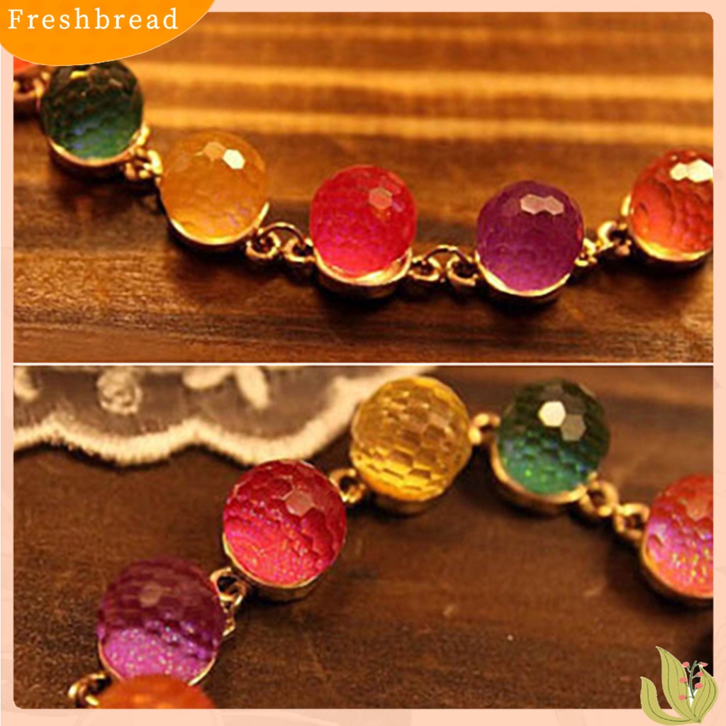 &lt; Freshbread &gt; Gelang Manik-Manik Bulat Warna Permen Wanita Manik-Manik Warna-Warni Cuff Bangle Bracelet Untuk Pesta