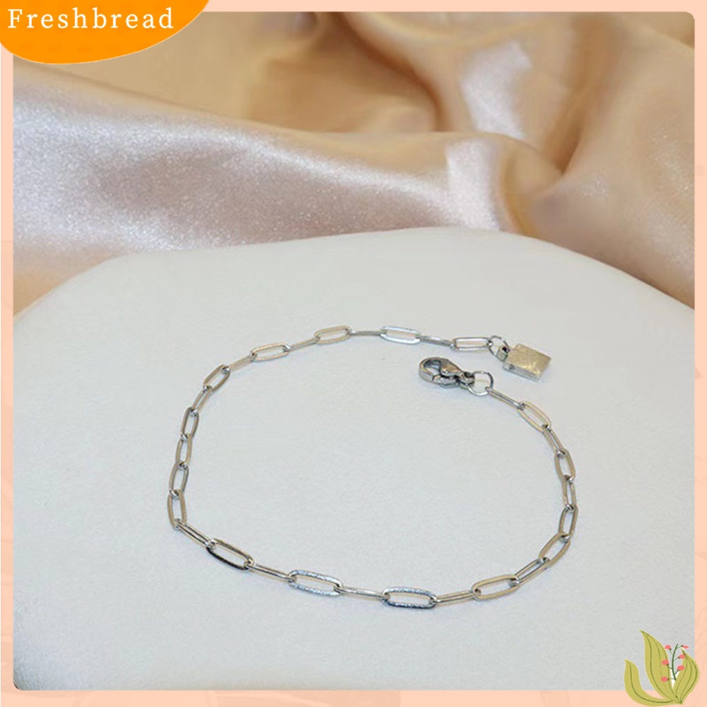 &lt; Freshbread &gt; Gelang Wanita Tidak Luntur Rantai Tebal Eye-catching Semua Pertandingan Hadiah Perhiasan Yang Dapat Disesuaikan Berlapis Emas Wanita Square Pendant Chain Bracelet Dekorasi Untuk Kehidupan Sehari-Hari