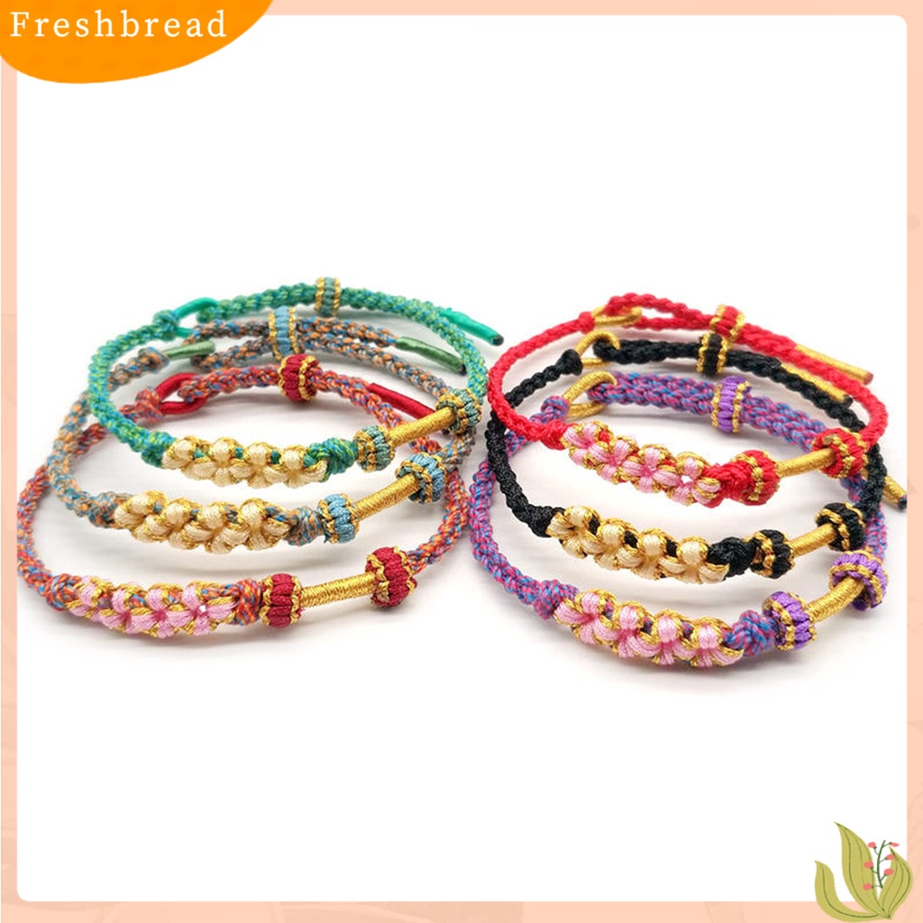 &lt; Freshbread &gt; Wanita Gelang Warna-Warni Peach Bunga Simpul Dikepang Adjustable Hias DIY Liontin Empat-Helai Tali Wanita Tangan Tali Pesona Perhiasan Hadiah Valentine