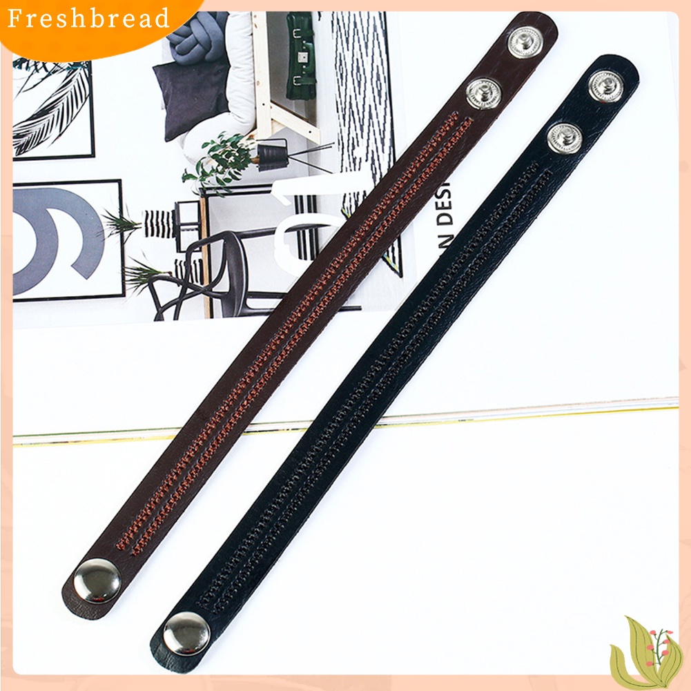 &lt; Freshbread &gt; Vintage Pria Wanita Bordir Faux Kulit Gelang Pergelangan Tangan Bangle Perhiasan Hadiah