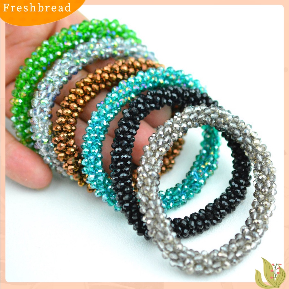 &lt; Freshbread &gt; Berlian Imitasi Mengkilap Elastis Gelang Bangle Tali Rambut Hairband Nepal Wanita Perhiasan