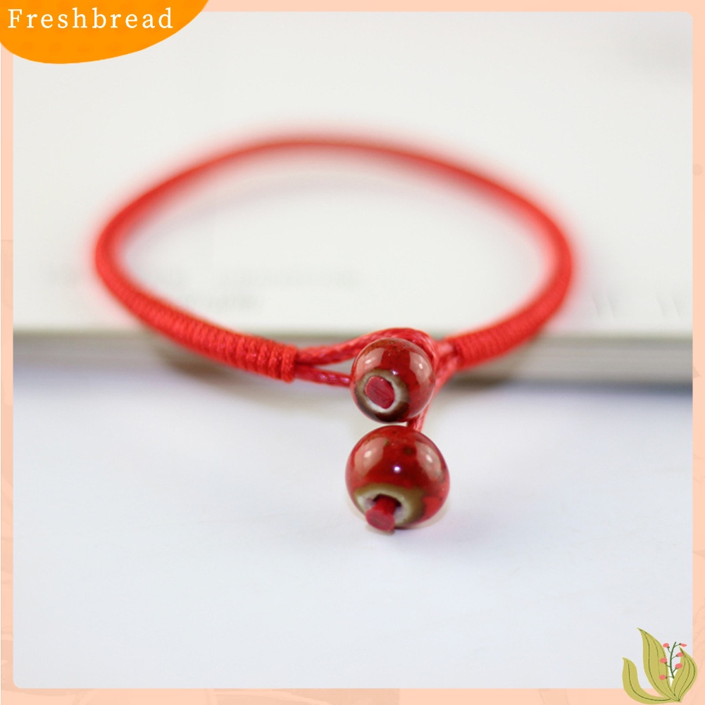 &lt; Freshbread &gt; Unisex Manik-Manik Keramik Pesona Dikepang Tali Beruntung Gelang Bangle Perhiasan Hadiah