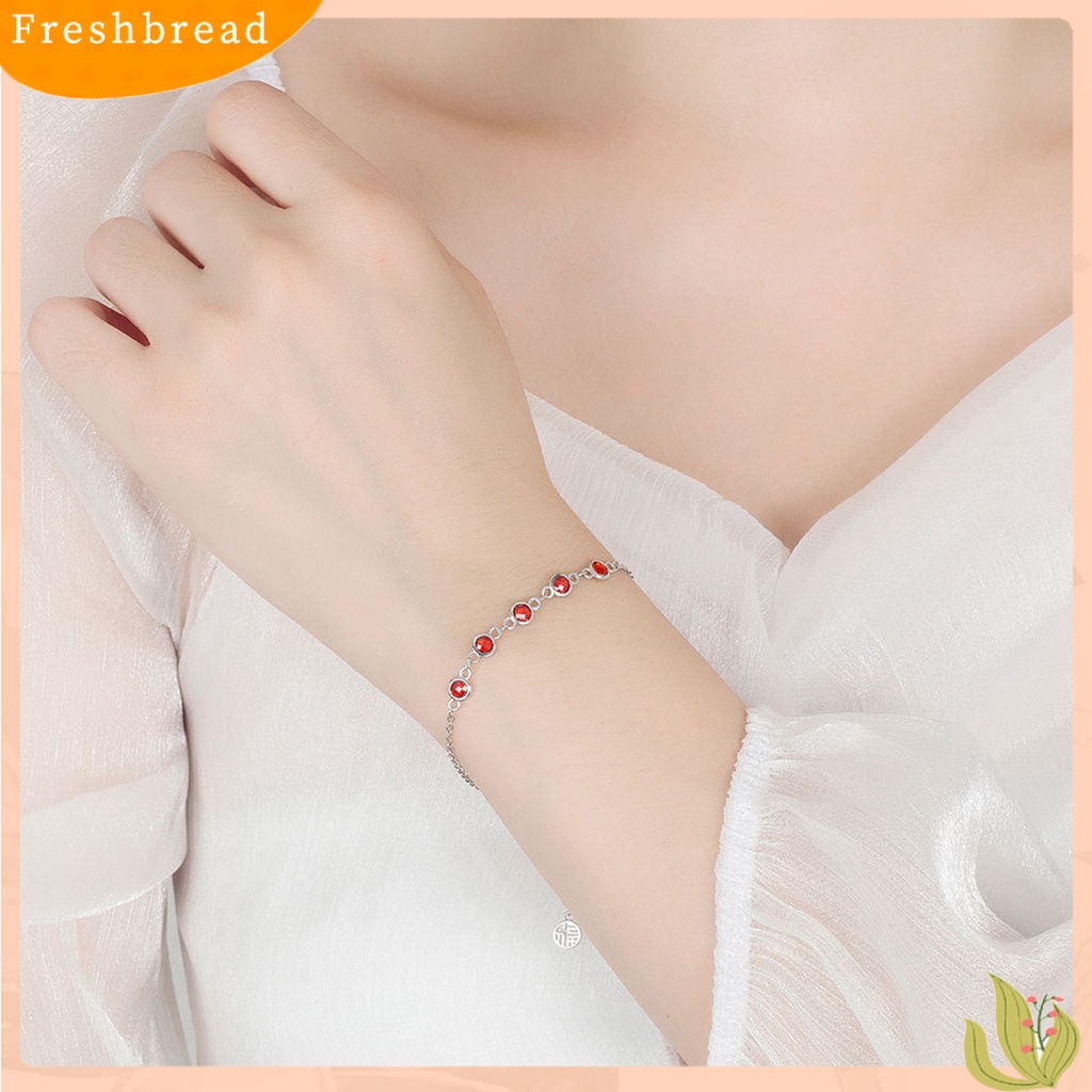 &lt; Freshbread &gt; Gelang Rantai Glittery 5manik Aksesoris Fashion Geometris Warna-Warni Berlian Imitasi Temperamen Gelang Untuk Pakaian Sehari-Hari