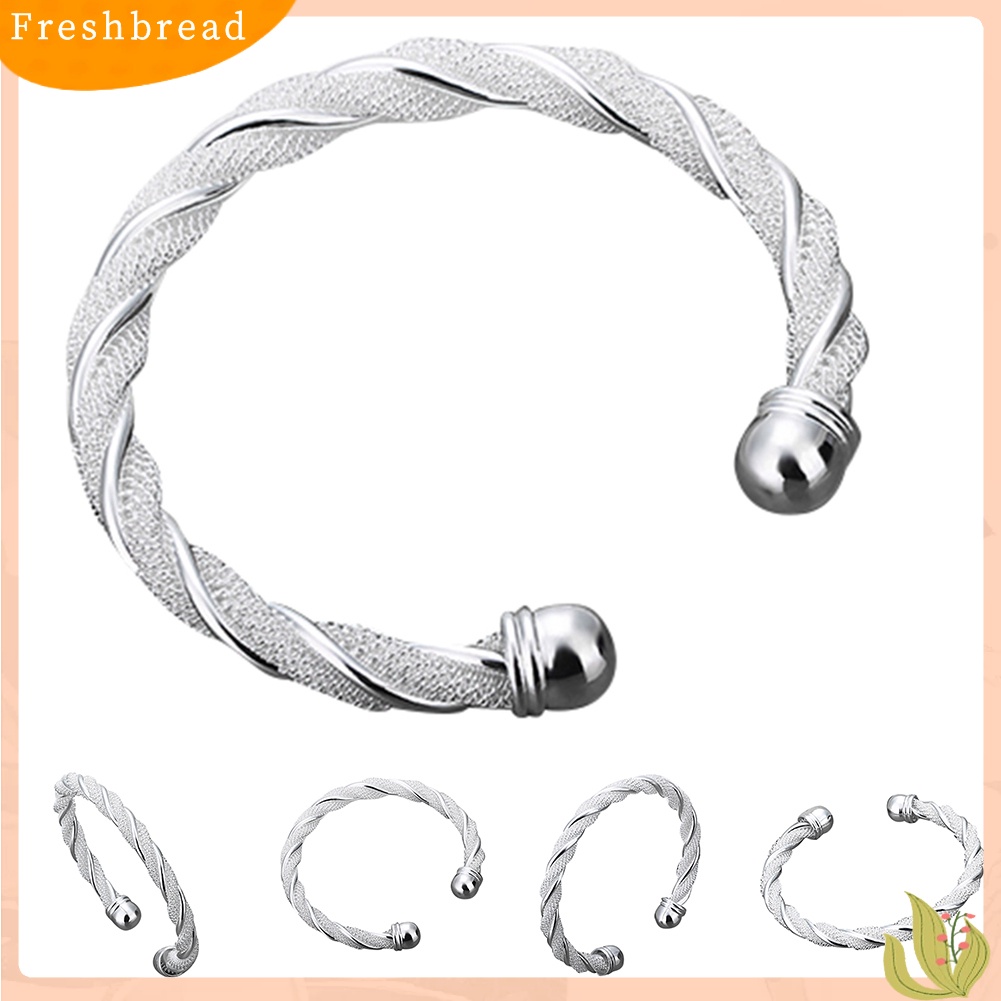 &lt; Freshbread &gt; Fashion Wanita Sederhana Perak Disepuh Twist Cuff Bangle Terbuka Gelang Perhiasan Hadiah