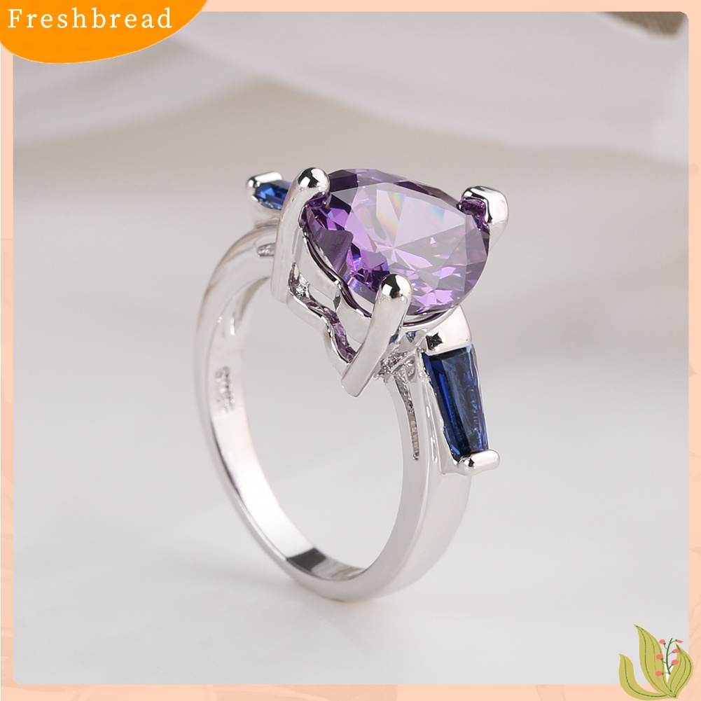 &lt; Freshbread &gt; Fashion Cinta Hati Buatan Batu Permata Wanita Pertunangan Pernikahan Band Perhiasan