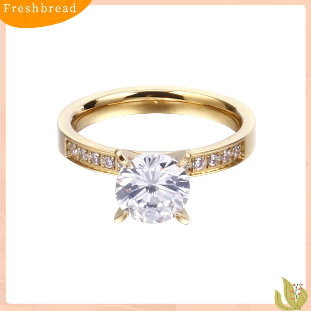 &lt; Freshbread &gt; Cincin Elegan Pengerjaan Halus Dengan Cubic Zirconia Stainless Steel Finger Ring Untuk Hari Valentine