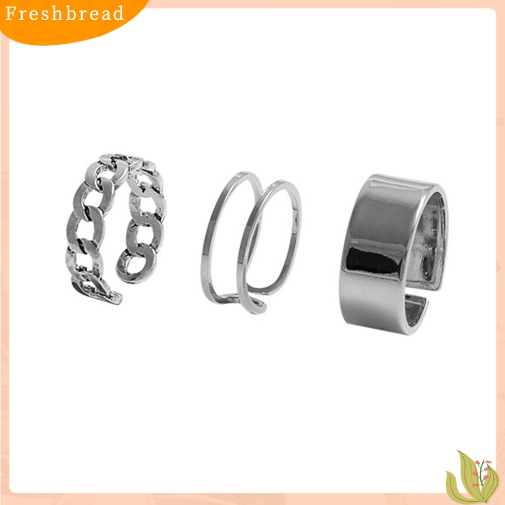 &lt; Freshbread &gt; 3Pcs Cincin Wanita Kepribadian Hip-hop Adjustable Open End Finger Joint Dekorasi