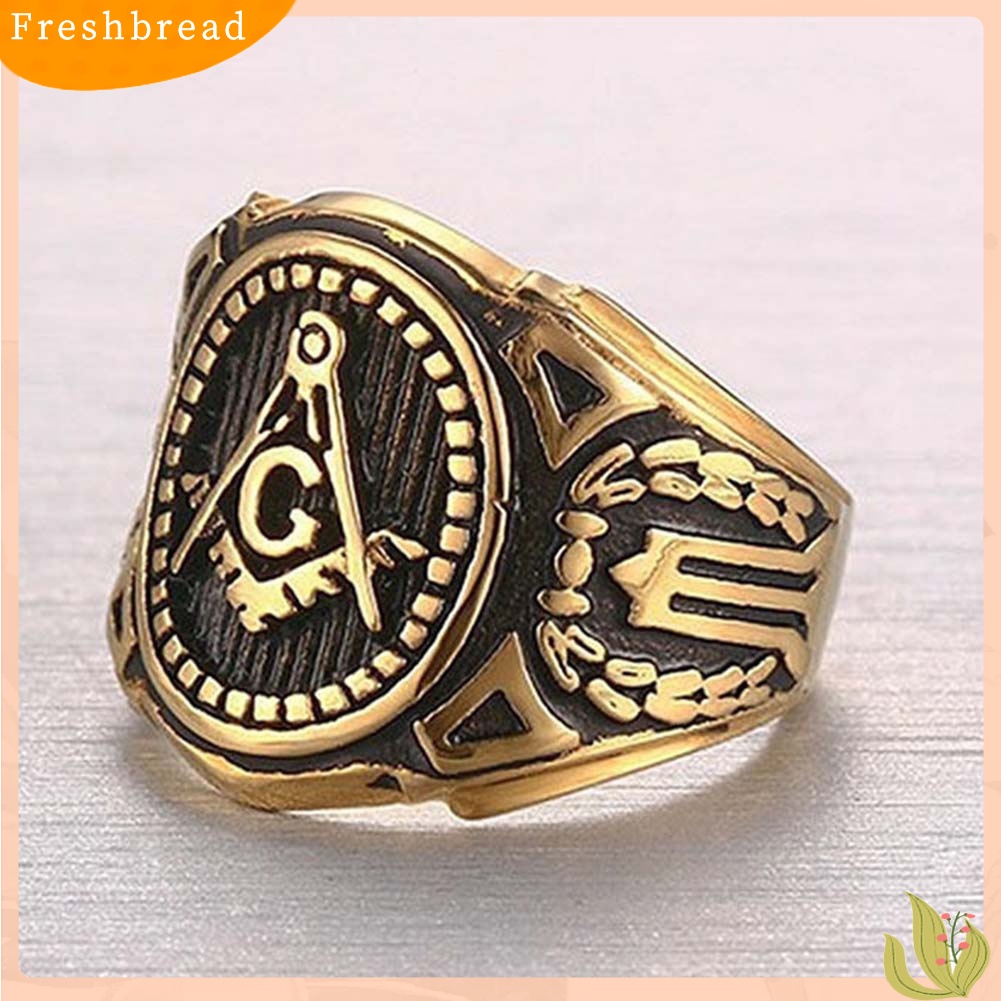 &lt; Freshbread &gt; Vintage Alloy Punk Freemason Sign Masonic Cincin Pria Kepribadian Perhiasan Hadiah