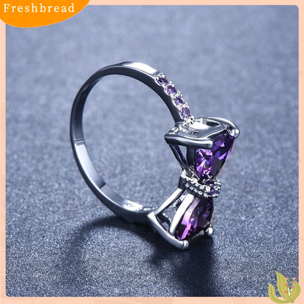 &lt; Freshbread &gt; Pernikahan Pertunangan Pesta Ikatan Simpul Amethyst Imitasi Bertatahkan Jari Cincin Perhiasan Pengantin