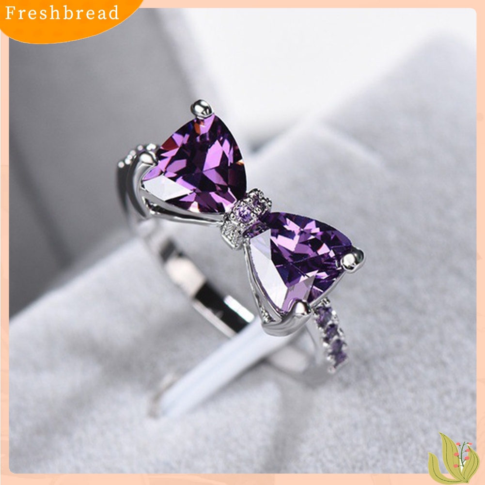 &lt; Freshbread &gt; Pernikahan Pertunangan Pesta Ikatan Simpul Amethyst Imitasi Bertatahkan Jari Cincin Perhiasan Pengantin