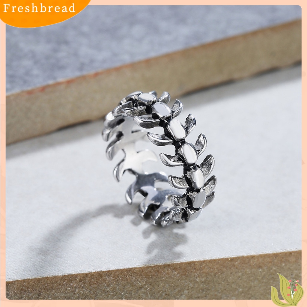 &lt; Freshbread &gt; Cincin Jari Pengerjaan Halus Geometris Electroplating Retro Menarik Dekorasi Warna Perak Naga Tulang Ikan Cincin Perhiasan Aksesori