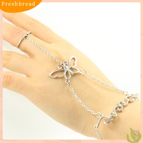 &lt; Freshbread &gt; Wanita Berongga Kupu-Kupu Link Mewah Rantai Jari Cincin Gelang Fashion Perhiasan