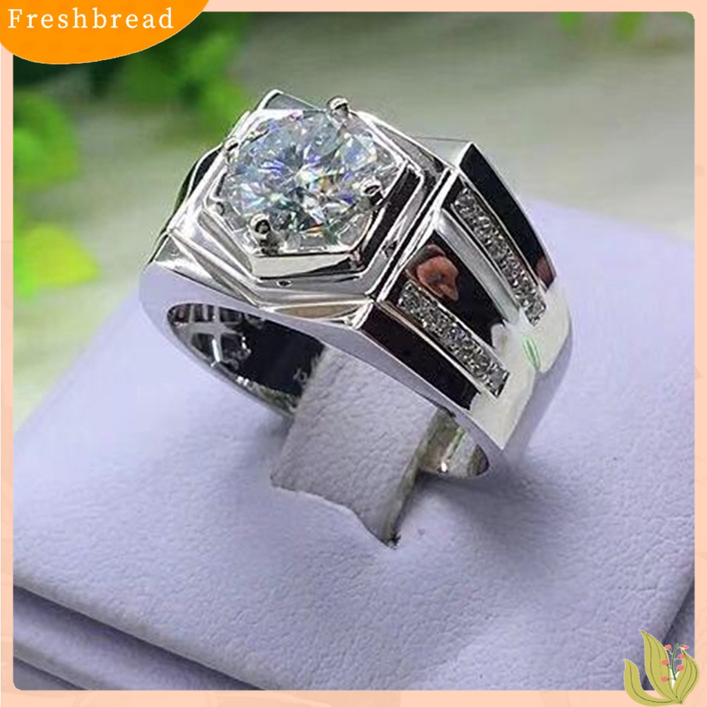 &lt; Freshbread &gt; Cincin Mewah Tidak Luntur Berlian Imitasi Bertatahkan Berlian Imitasi Perhiasan Cincin Jari Untuk Pernikahan