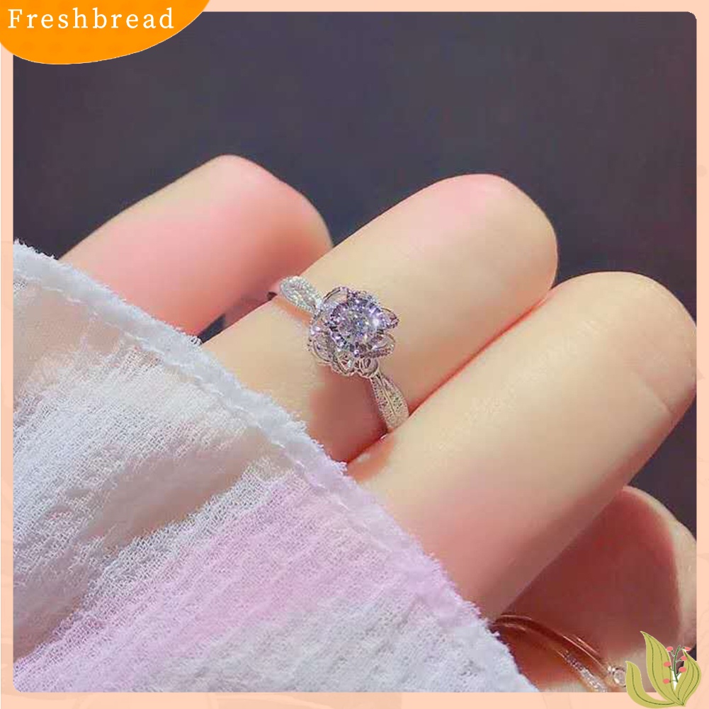 &lt; Freshbread &gt; Pernikahan Pertunangan Berongga Bunga Cubic Zirconia Jari Cincin Hadiah Perhiasan Pengantin