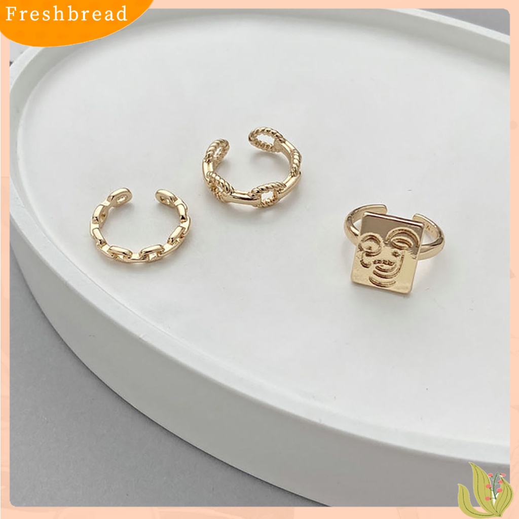 &lt; Freshbread &gt; 3Pcs Cincin Wanita Indah Tahan Aus Alloy Mid Finger Stackable Rings Untuk Pesta