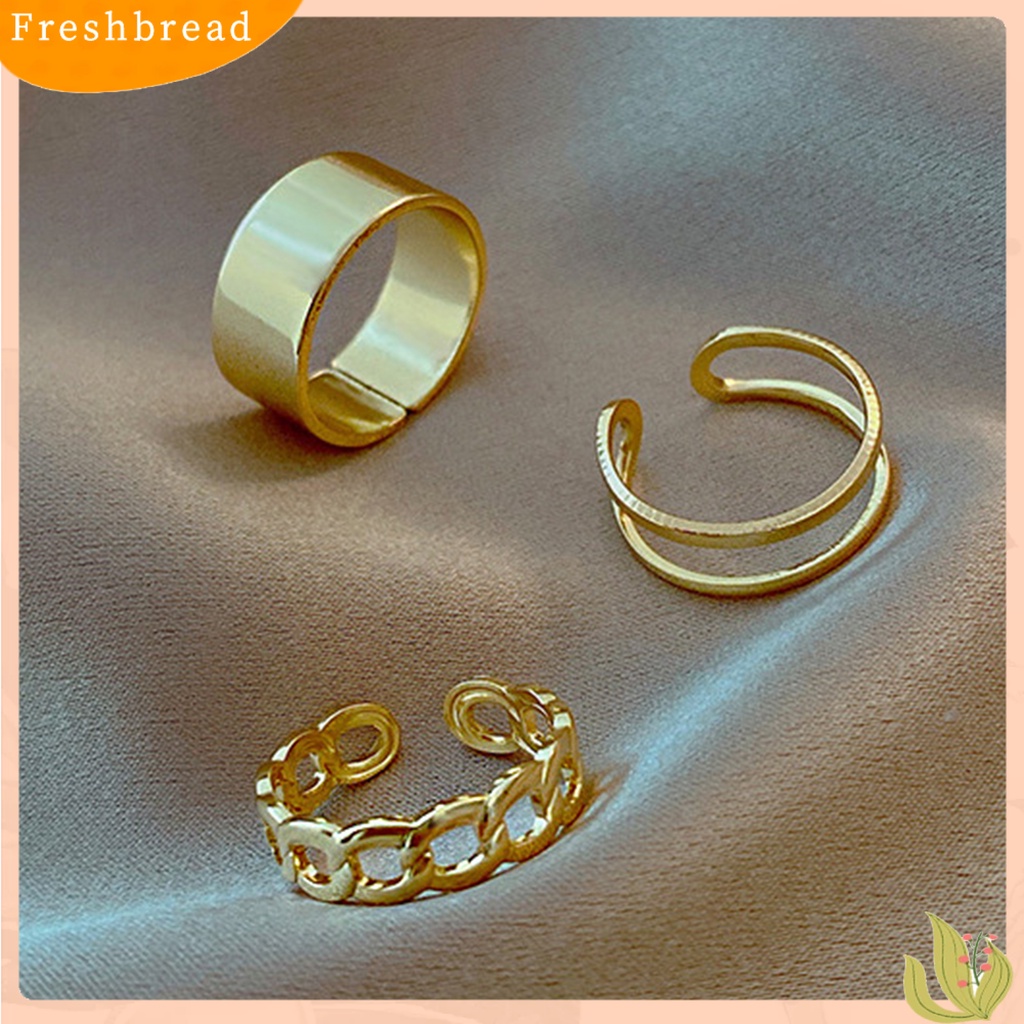 &lt; Freshbread &gt; 3Pcs/Set Keren Stackable Open Adjustable Finger Ring Knuckle Ring Perhiasan Aksesori