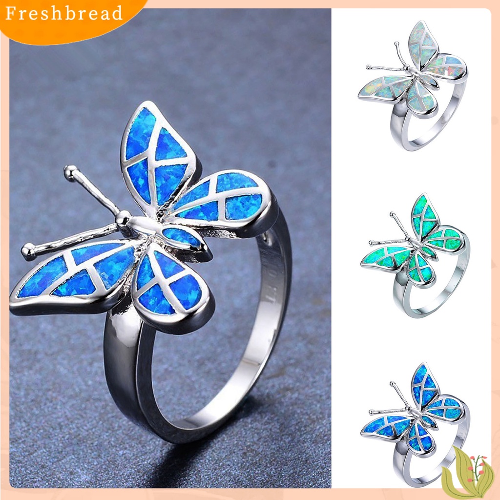 &lt; Freshbread &gt; Dekoratif Good-Looking Wanita Cincin Hadiah Elegan Berlian Imitasi Kupu-Kupu Cincin Perhiasan Alat Ekstra