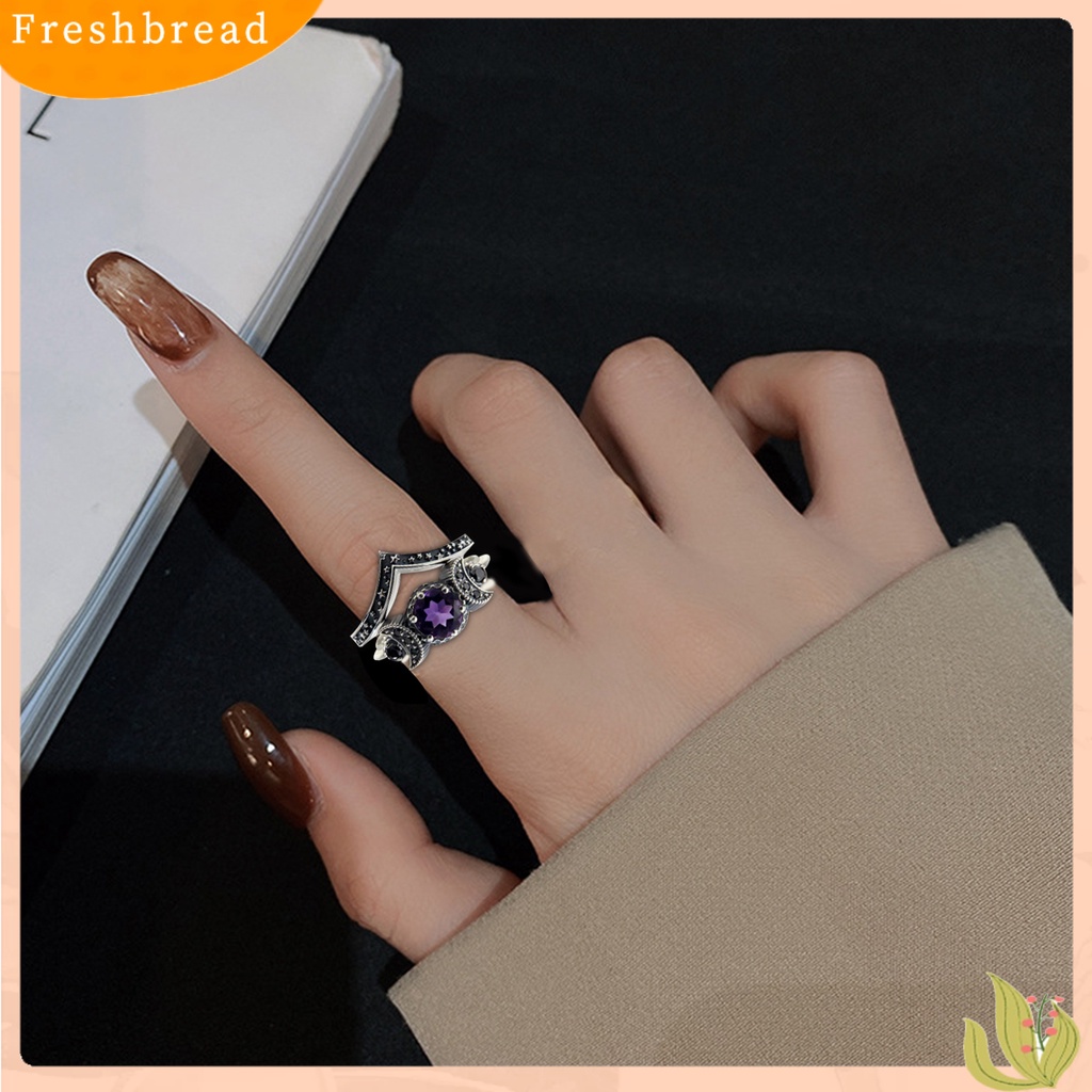 &lt; Freshbread &gt; Wanita Cincin Indah Kenyamanan Cocok Paduan Triple Bulan Dewa Janji Cincin Hadiah Anniversary