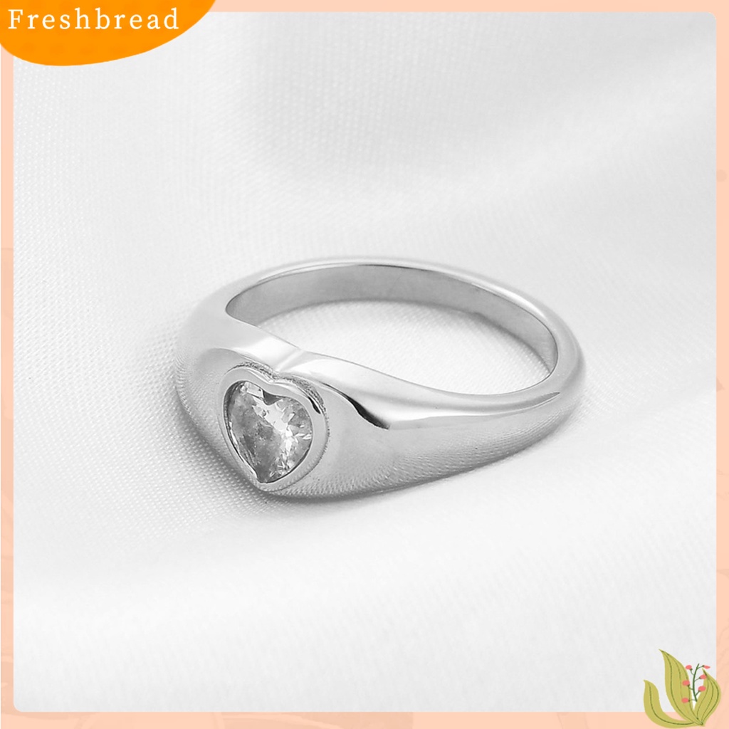 &lt; Freshbread &gt; Wanita Cincin Kepribadian Dipoles Minimalis Hypoallergenic Elegan Hadiah Stainless Steel Cinta Hati Berlian Imitasi Jari Cincin Fashion Perhiasan