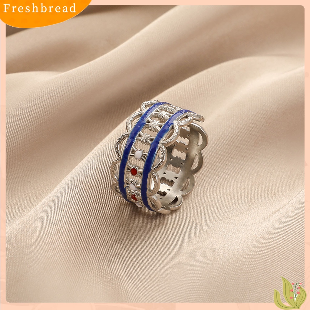 &lt; Freshbread &gt; Cincin Jari Berwarna Menetes Minyak Perhiasan Retro Pembukaan Vintage Cincin Perhiasan Aksesori