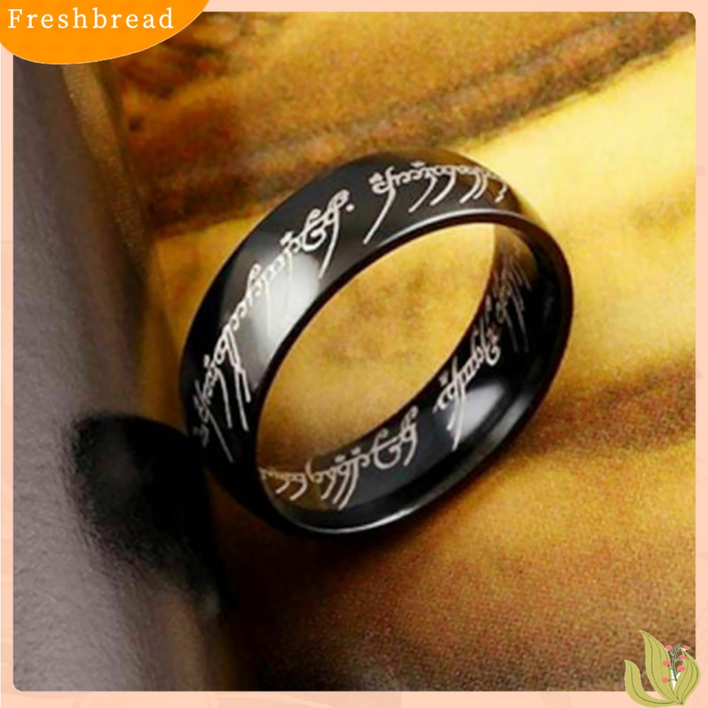 &lt; Freshbread &gt; Cincin Kawin Motif Huruf Hias Titanium Steel Pria Dan Wanita Band Finger Ring Untuk Pesta