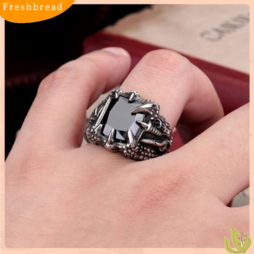 < Freshbread > Pria Vintage Naga Bentuk Cakar Cubic Zirconia Hias Cincin Pesta Prop Perhiasan