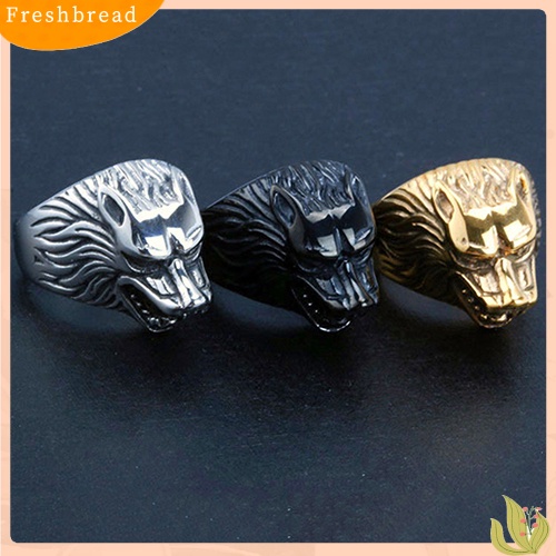 &lt; Freshbread &gt; 1Pc Man Vintage Serigala Kepala Gigi Bentuk Punk Jari Buku Jari Keren Cincin Perhiasan