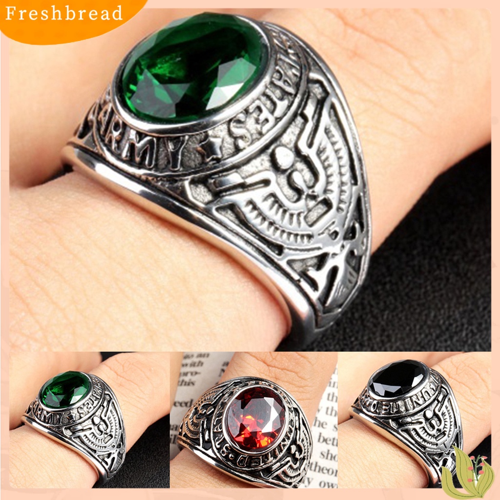 &lt; Freshbread &gt; Cincin Punk Bentuk Oval Hias Berlian Imitasi Punk Klasik Ring Untuk Pesta