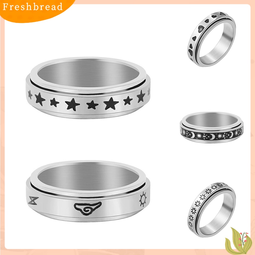 &lt; Freshbread &gt; Spinner Rings Tahan Lama Unisex Anti Karat Alloy Bulan Bintang Fidget Ring Cincin Stress Penghilang Kecemasan Untuk Pesta