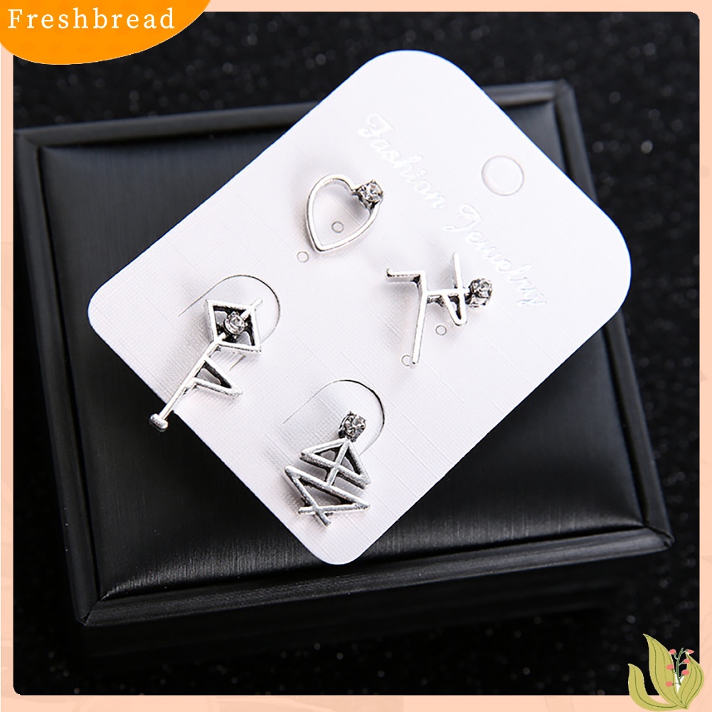 &lt; Freshbread &gt; 4Pcs/Set Vintage Manusia Figure Berlian Imitasi Telinga Studs Wanita Anting Perhiasan Hadiah