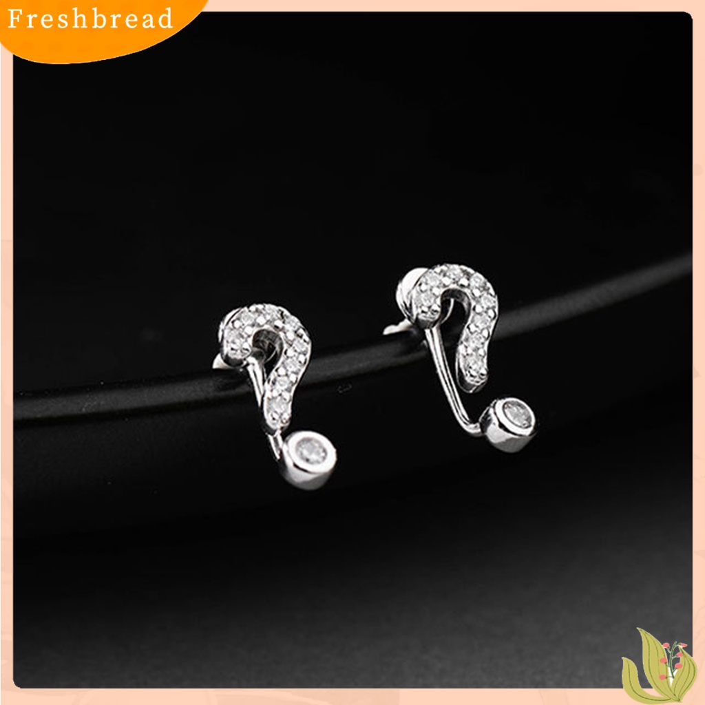 &lt; Freshbread &gt; 1pasang Anting Pejantan Tanda Seru Asimetris Wanita Tanda Tanya Kecil Ear Studs Perhiasan Hadiah