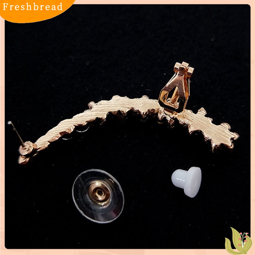 &lt; Freshbread &gt; 1Pc Tindik Terintegrasi Klip Telinga Gadis Kepingan Salju Berlian Imitasi Stud Anting Perhiasan Accesories