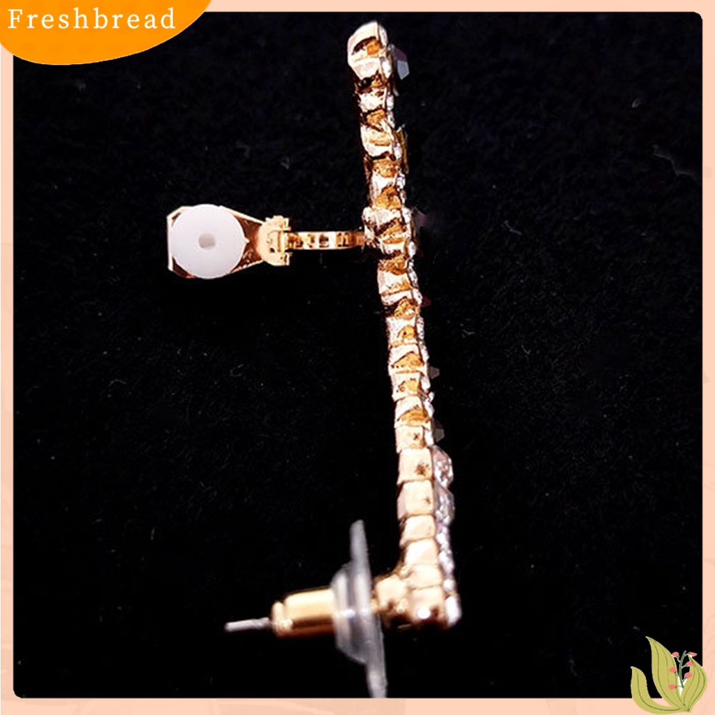 &lt; Freshbread &gt; 1Pc Tindik Terintegrasi Klip Telinga Gadis Kepingan Salju Berlian Imitasi Stud Anting Perhiasan Accesories