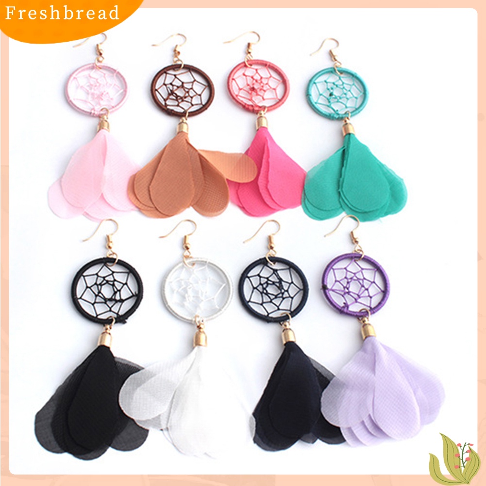 &lt; Freshbread &gt; Etnik Wanita Dreamcatcher Kain Liontin Kait Telinga Drop Menjuntai Anting Perhiasan