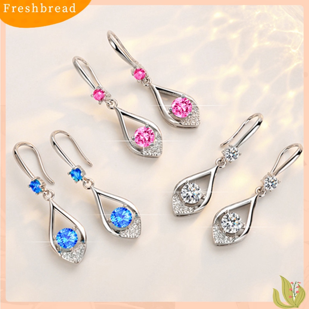 &lt; Freshbread &gt; Fashion Wanita Lucu Tetesan Air Berlian Imitasi Anti-Alergi Kait Anting Eardrop