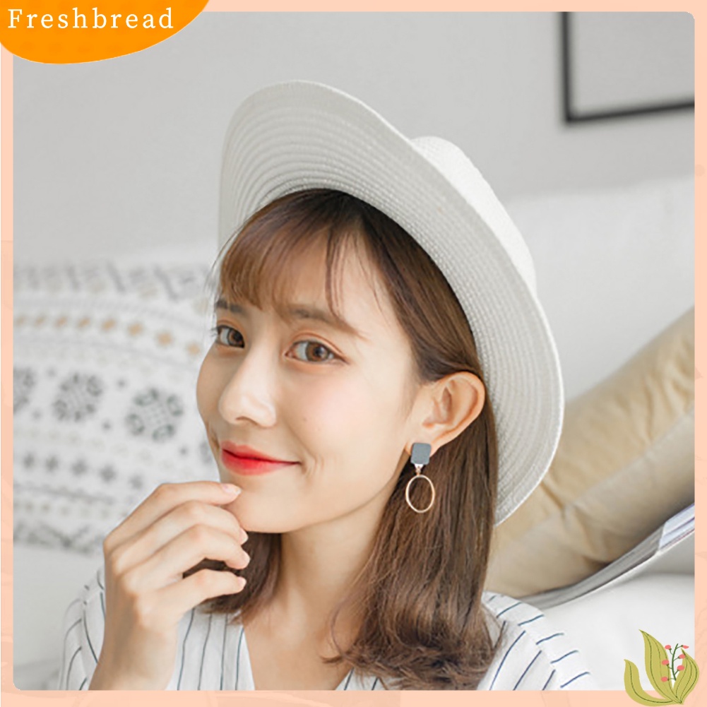 &lt; Freshbread &gt; Kreatif Wanita Asimetris Anting Geometris Segitiga Lingkaran Club Pesta Eardrop